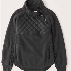 Vegan Leather Asymmetrical Snap-Up Fleece